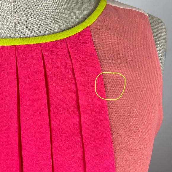 LOFT Pink Color Block Pleated Dress - Picture 4 of 9